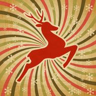 Vector Christmas background with jumping stylized deer