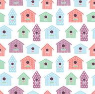 Birdhouses seamless pattern