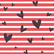 Seamless vector striped pattern with hearts N2