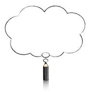 Black Pencil Drawing Fluffy Cloud Thought Balloon