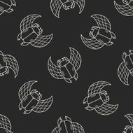 Dung beetles doodle seamless pattern background N2