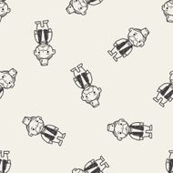 indian old man doodle seamless pattern background N2