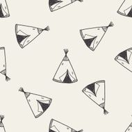 Indians tent doodle seamless pattern background