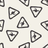 Kangaroo sign doodle seamless pattern background