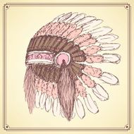 Sketch native american&#039;s hat in vintage style N2