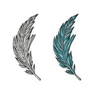 Doodling hand drawn amazing feathers with patterns N5