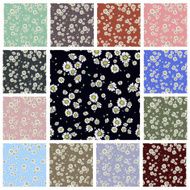 Seamless ditsy floral pattern set