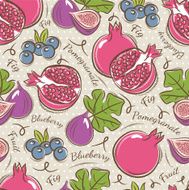 Background with pomegranate fig and blueberry