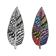 Doodling hand drawn amazing feathers with patterns N6