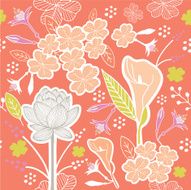 Flower or Floral and leaf pattern seamless old rose