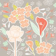 Flower or Floral and leaf pattern seamless fabric
