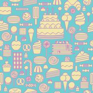 Sweets icons outline style seamless background