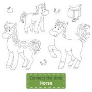Connect the dots (farm animals set horse family)