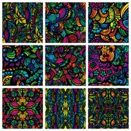 Set of nine hand-drawn seamless patterns N6