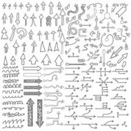 Doodle arrow icons set with spiral square circle and triangle N2