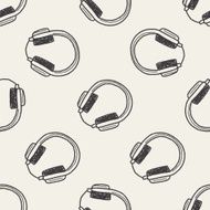 headphone doodle seamless pattern background