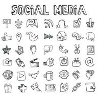 Social Media Icons set Doodle sketchy elements