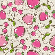 Pattern with strawberry and cherry