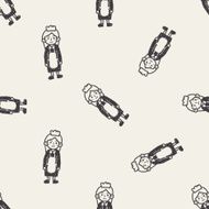 waitress doodle seamless pattern background N3