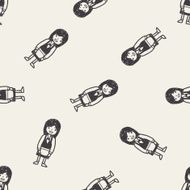 waitress doodle seamless pattern background N4