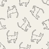 cat doodle seamless pattern background N3
