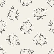flying pig doodle seamless pattern background N2