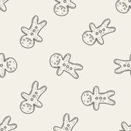 Gingerbread Man doodle seamless pattern background N6