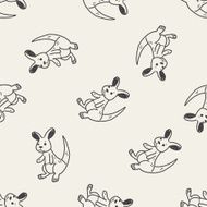 kangaroo doodle seamless pattern background N2