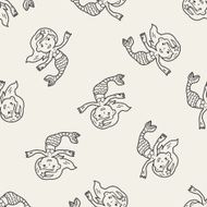 Mermaid doodle seamless pattern background N3
