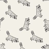 raccoon doodle seamless pattern background N3