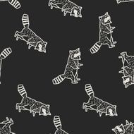 raccoon doodle seamless pattern background N4
