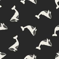 whale doodle seamless pattern background N5