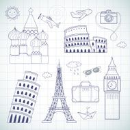 Travel set World famous landmarks N2