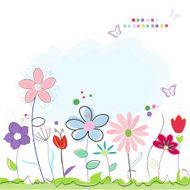 Floral abstract spring flowers greeting card