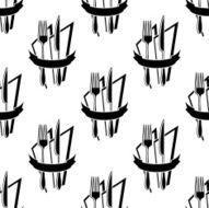 Seamless pattern of forks and knives