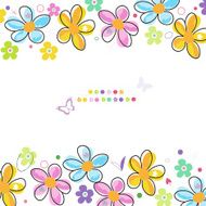 Colorful doodle spring flowers frame greeting card