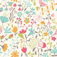 Seamless pattern with hand drawn doodle flowers N4