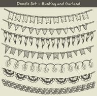 Bunting and garland doodle set - Illustration