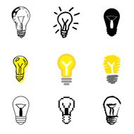 lamp idea icons set