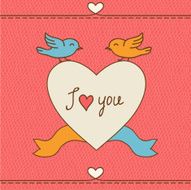 Valentine&#039;s day love postcard with hand drawn doodles