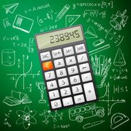 Mathematics hand drawing with a calculator
