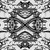 Vector Seamless Abstract Black and White Tribal Pattern N76