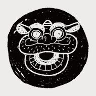 Chinese New Year The dragon and lion dancing head doodle N26