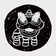 Chinese New Year The dragon and lion dancing head doodle N27
