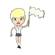 cartoon woman waving white flag N8