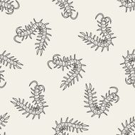 Centipede doodle seamless pattern background