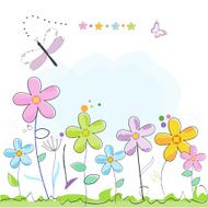 Colorful abstract summer flower greeting card