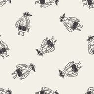 pirate captain doodle seamless pattern background N3