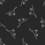 Brontosaurus dinosaur doodle seamless pattern background N3