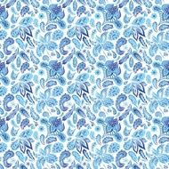 Blue Ethnic Paisley Ornament Pattern